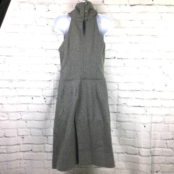 Chelsea & Theodore Women's Wool Blend Sleeveless Keyhole Gray Shift Dress 4 - Picture 5 of 15
